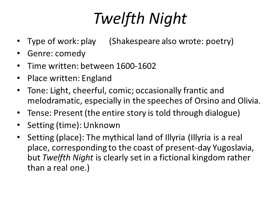 A comedy of light and shade in the twelfth night by william shakespeare
